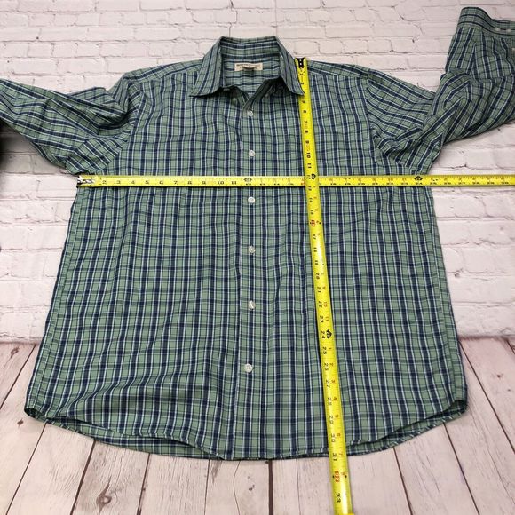Duluth Trading Men Wrinkle Fighter Button Shirt Top Large Plaid Cotton B235 -14 - Picture 2 of 16